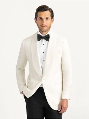 PROPER CLOTH Shawl Collar Linen Dinner Jacket Sport Coat Cream Off White 42 $695